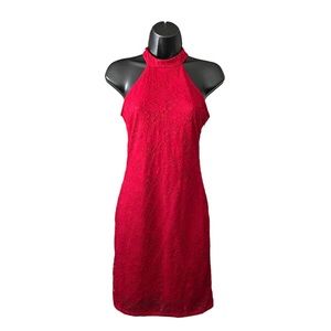 One Clothing Juniors Red Halter Style Mini Bodycon Dress Size Medium